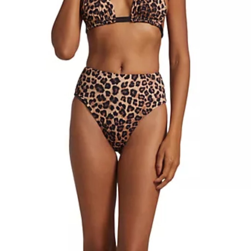 GOOD AMERICAN Reversible Exotic Leopard Mid Rise Bikini Bottom S NWT
